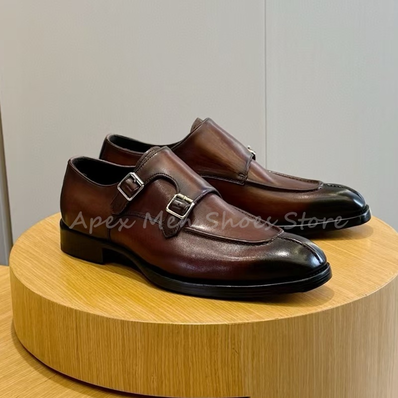 Fashion Cow Leather Buckle Mon - Monk Strap Shoe のレビューと価格