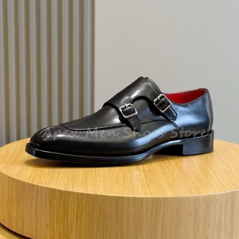 Fashion Cow Leather Buckle Mon - Monk Strap Shoe のレビューと価格