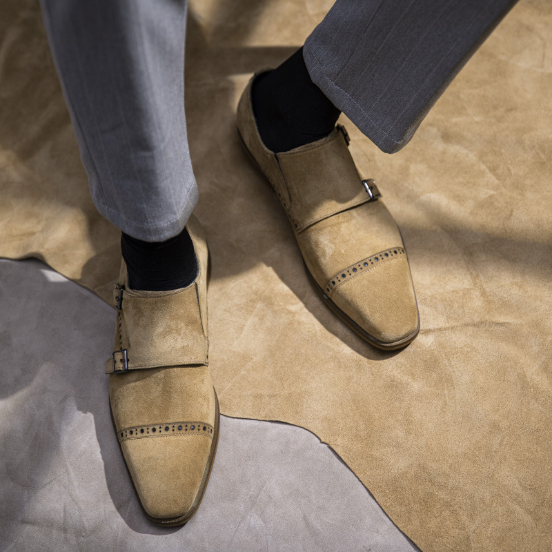 Vintage Design Men Dress Shoes - Monk Strap Shoe のレビューと価格
