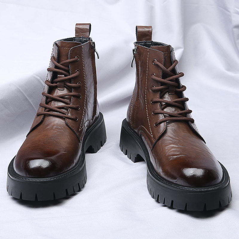 Men Side Zipper High Top Boots - Men'S Shoes Increase Height のレビューと価格