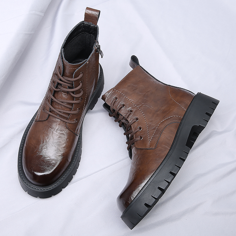 Men Side Zipper High Top Boots - Men'S Shoes Increase Height のレビューと価格