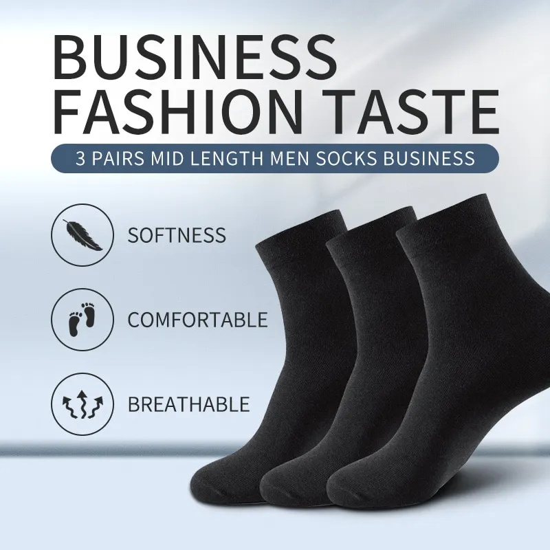 3 Pairs Black Men Socks Cotton - Men'S Shoes For Crews のレビューと価格