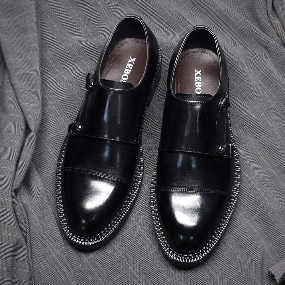 Luxury Genuine Leather Men's W - Monk Strap Shoe のレビューと価格